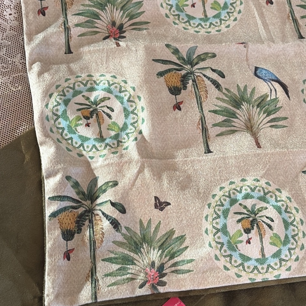 Krsnaa Mehta Tropical Palm Tree Crane Butterfly Botanical Chic Pillow Covers - Picture 2 of 16